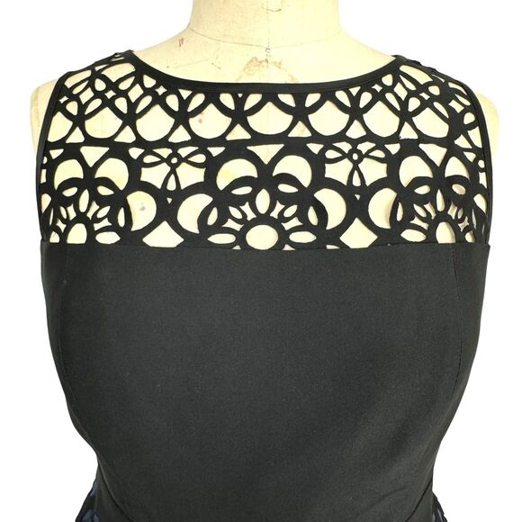 Muse Laser Cut Dress Sz 8 Black Navy Eyelet Party Cocktail Formal Wedding Lace - Picture 5 of 15
